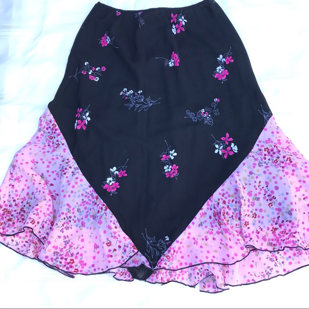 Johnathan Martin skirt- pink and black vintage slip skirt- size L check measure - Picture 9 of 9